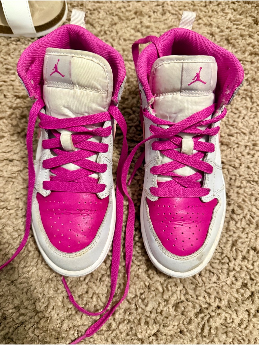Girls Air Jordan grade school mid sneakers in fire pink